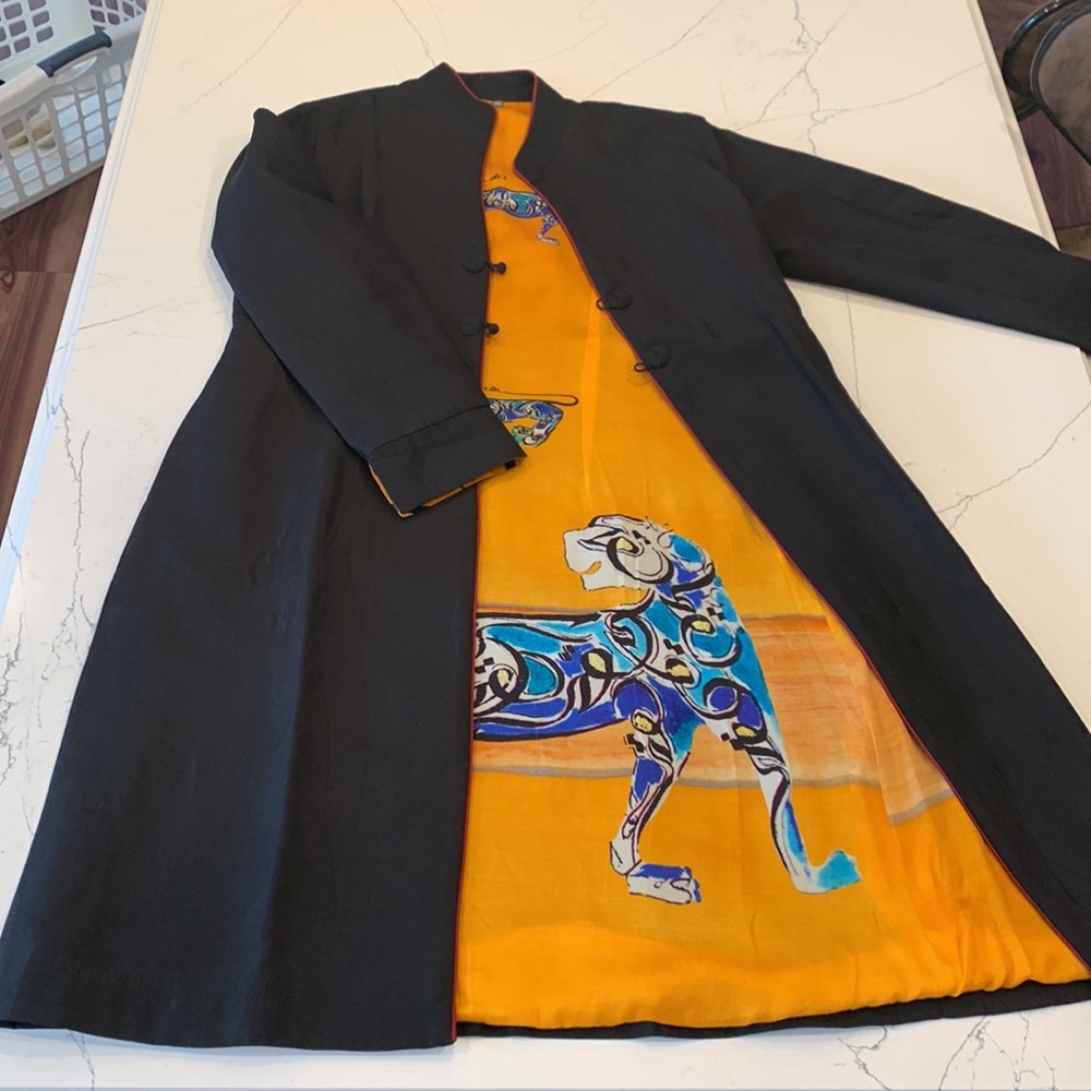 Women’s Nehru jacket in black silk